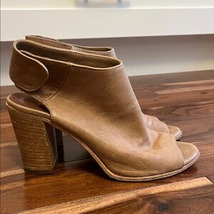 Mimosa Tan Leather Peep-Toe Ankle Boots
